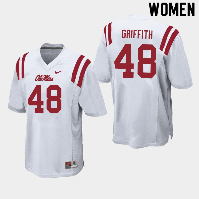 Women #48 Andrew Griffith Ole Miss Rebels College Football Jerseys Sale-White - Click Image to Close